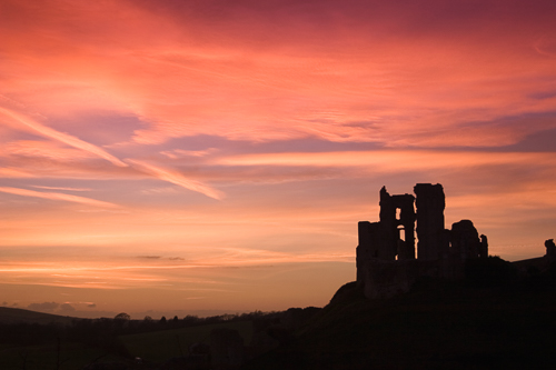 Corfe Castle, Sunset